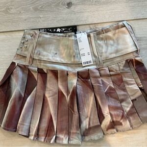 Metallic SILKY Pleated Mini Skirt